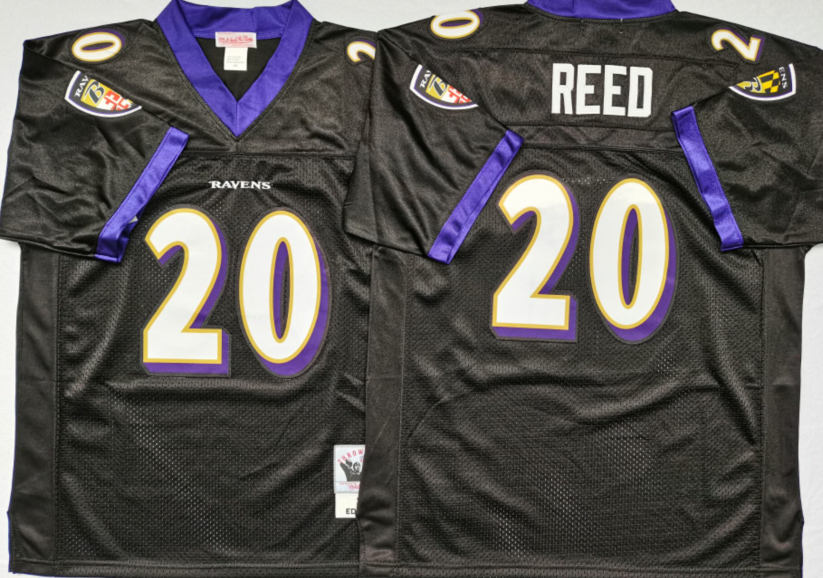 Ravens 20 Ed Reed Black M&N Throwback Jersey