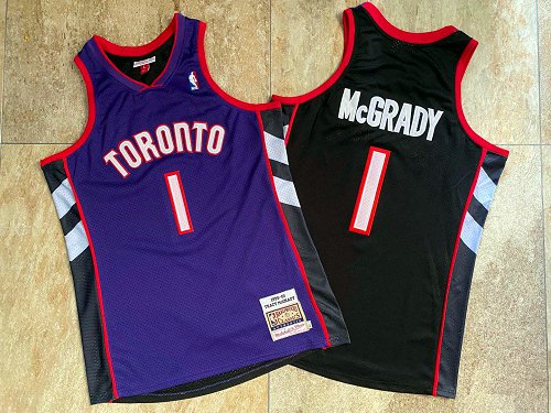 Raptors 1 Tracy McGrady Purple Black 1999-00 Hardwood Classics Jersey
