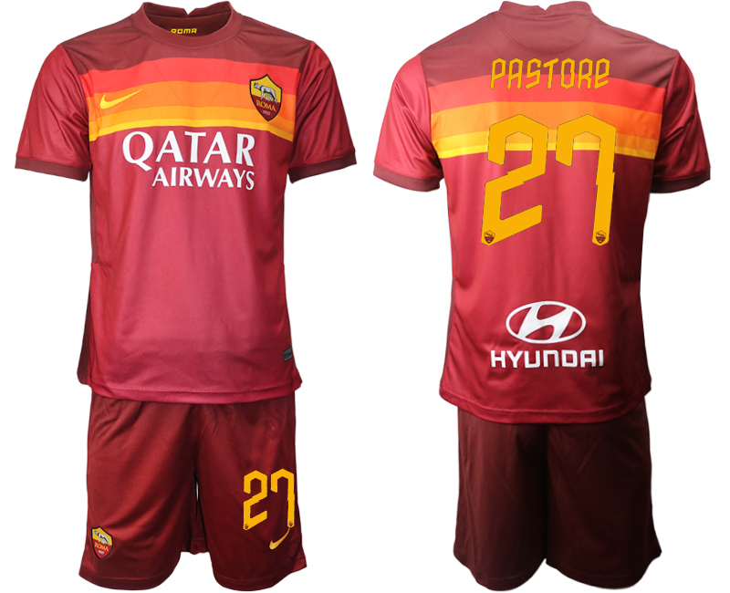 2020-21 Roma 27 PASTORE Home Soccer Jersey