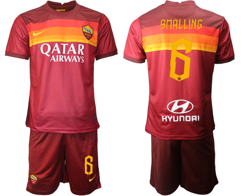 2020-21 Roma 6 SMALLING Home Soccer Jersey