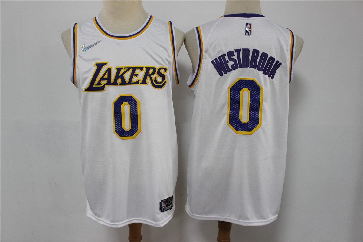Lakers 0 Russell Westbrook White Nike Diamond 75th Anniversary Swingman Jersey
