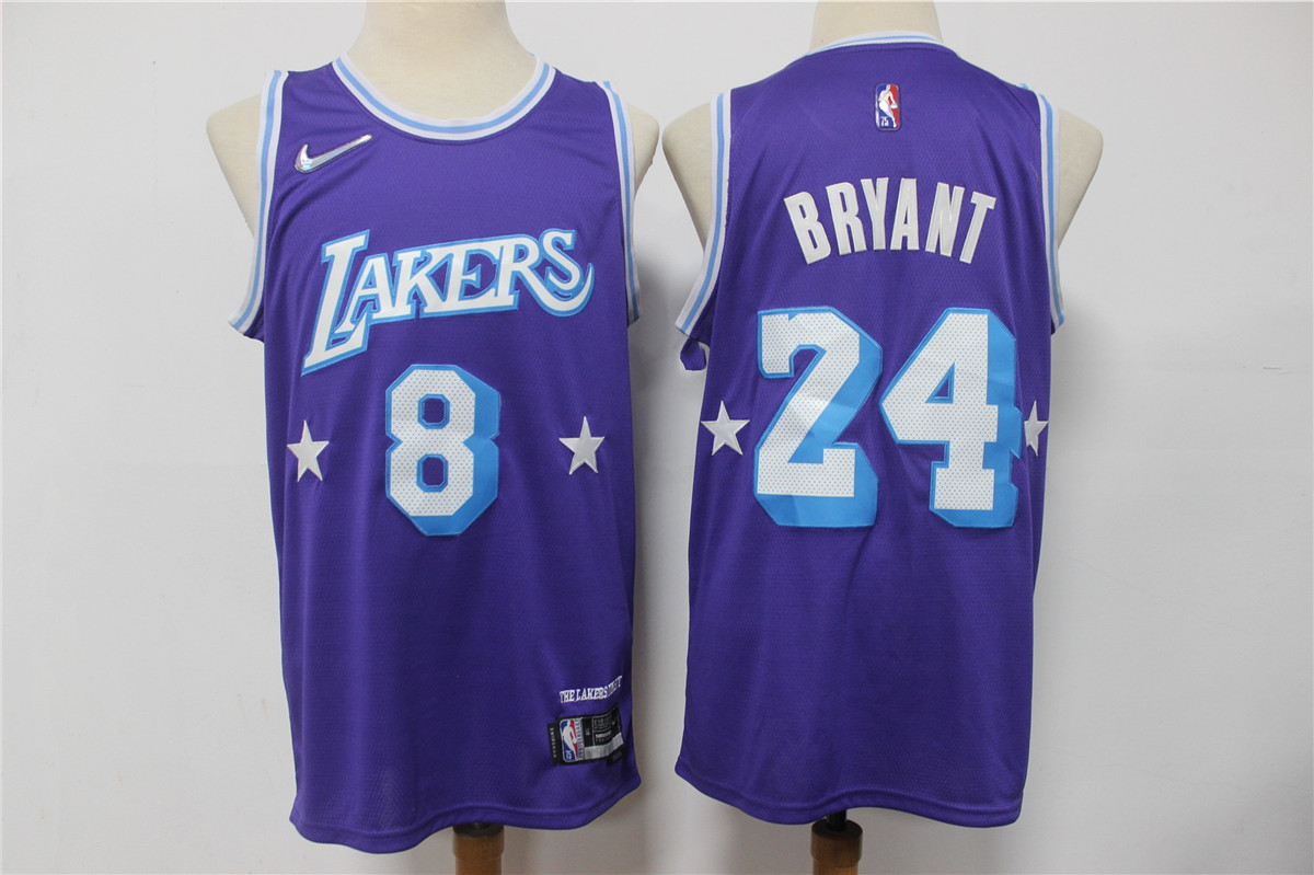 Lakers 8 & 24 Kobe Bryant Purple Nike Diamond 75th Anniversary City Edition Swingman Jersey