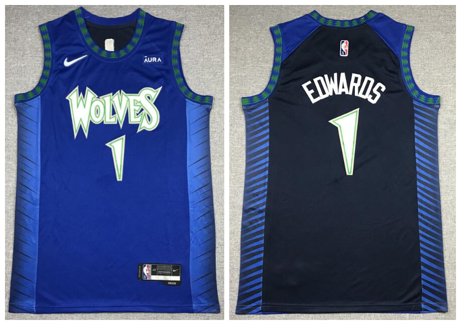 Timberwolves 1 Anthony Edwards Navy 2021-22 City Edition Nike Swingman Jersey
