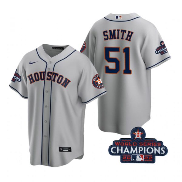 Astros 51 Will Smith Gray 2022 World Series Champions Cool Base Jersey