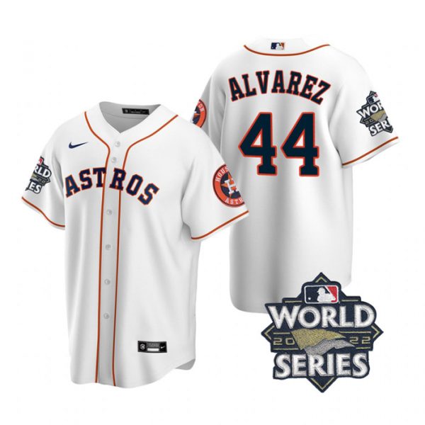 Astros 44 Yordan Alvarez White Nike 2022 World Series Cool Base Jersey
