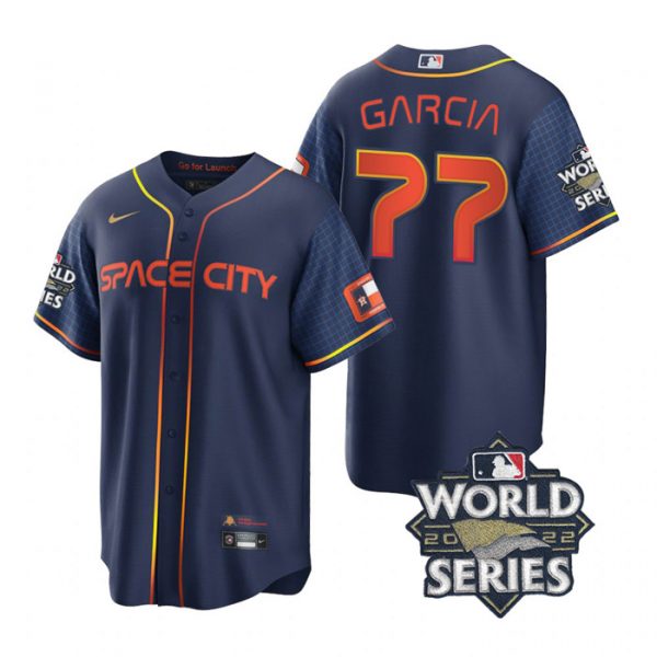 Astros 77 Luis Garcia Navy Nike 2022 World Series City Connect Cool Base Jersey