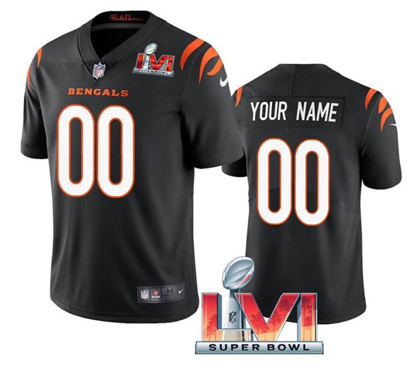 Nike Bengals Customized Black 2022 Super Bowl LVI Vapor Limited Jersey