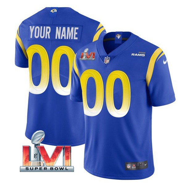 Nike Rams Customized Royal 2022 Super Bowl LVI Vapor Limited Jersey