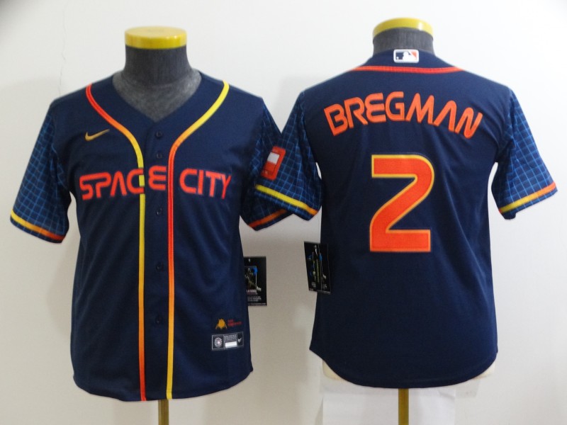 Astros 2 Alex Bregman Navy Youth Nike 2022 City Connect Cool Base Jersey