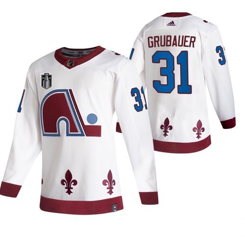 Avalanche 31 Philipp Grubauer White 2022 Stanley Cup Final Patch Reverse Retro Adidas Jersey