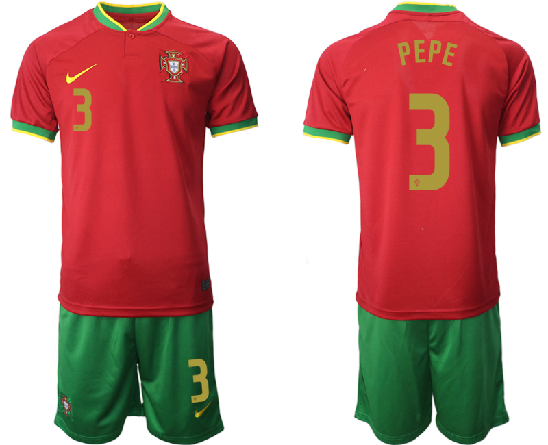 Portugal 3 PEPE Home 2022 FIFA World Cup Qatar Soccer Jersey