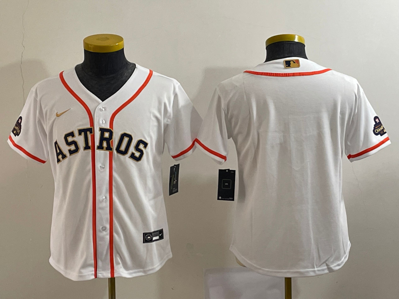 Astros Blank White Youth Gold Nike 2023 Gold Collection Cool Base Jerseys