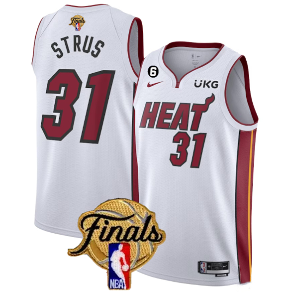 Heat 31 Max Strus White Nike 2023 NBA Finals NO.6 Patch Swingman Jersey