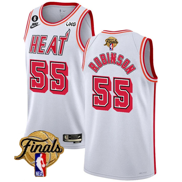 Heat 55 Duncan Robinson White Nike 2023 NBA Finals NO.6 Patch Classic Edition Swingman Jersey
