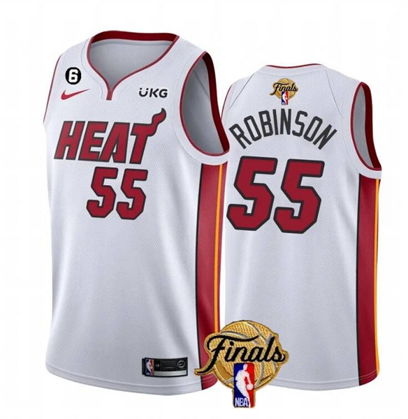 Heat 55 Duncan Robinson White Nike 2023 NBA Finals NO.6 Patch Swingman Jersey