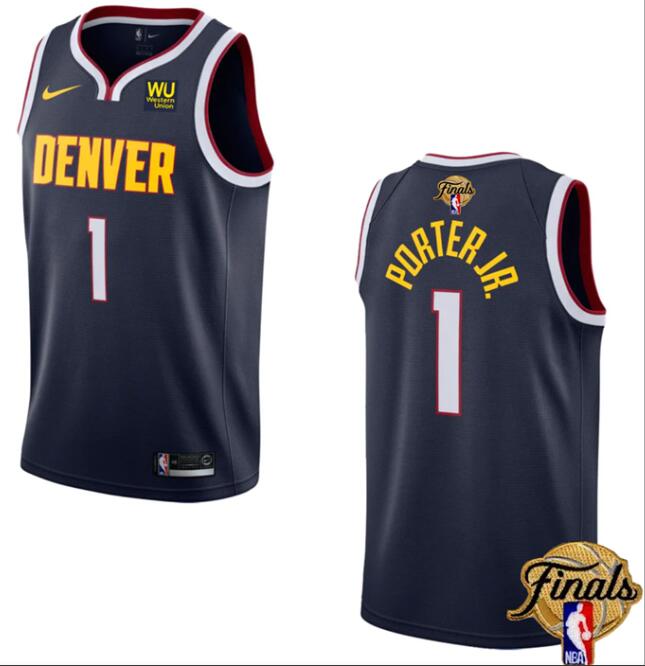 Nuggets 1 Michael Porter Jr. Navy Nike 2023 Finals Patch Icon Edition Swingman Jersey