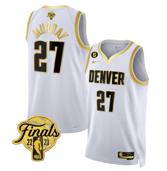 Nuggets 27 Jamal Murray White Nike 2023 Finals NO.6 Patch Collection Edition Swingman Jersey