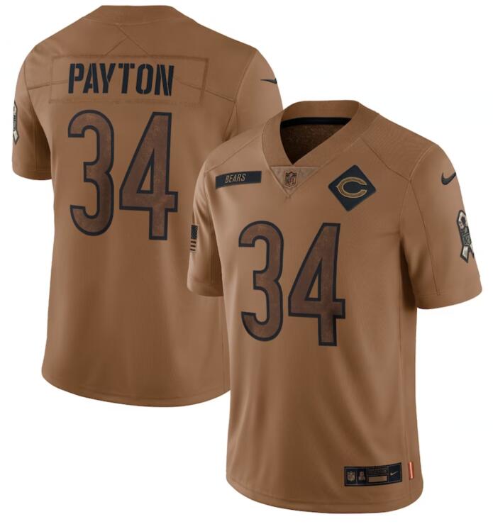 Nike Bears 34 Walter Payton Brown 2023 Salute To Service Limited Jersey