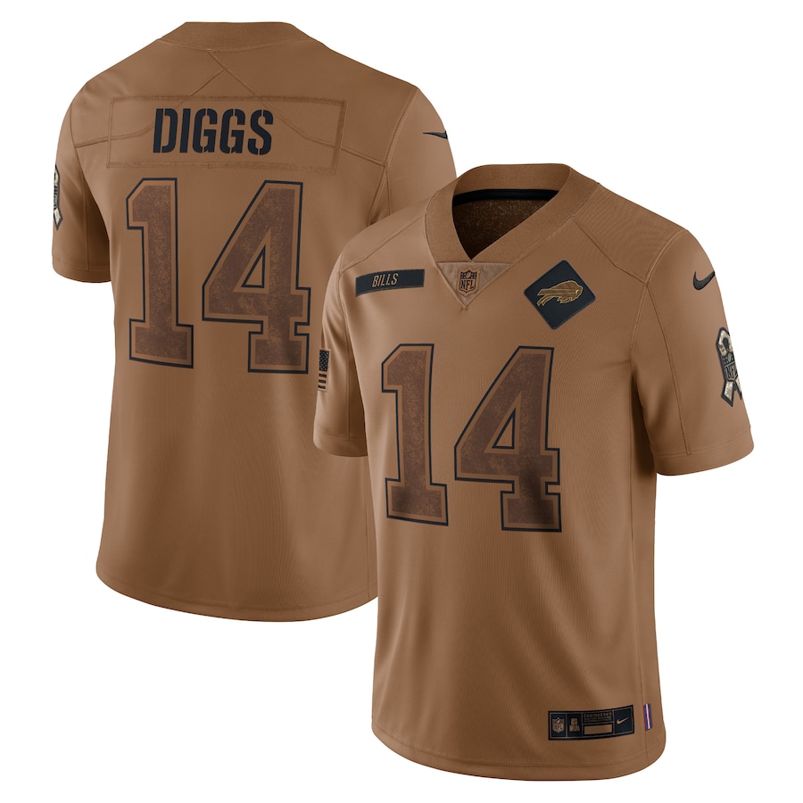 Nike Bills 14 Stefon Diggs Brown 2023 Salute To Service Limited Jersey