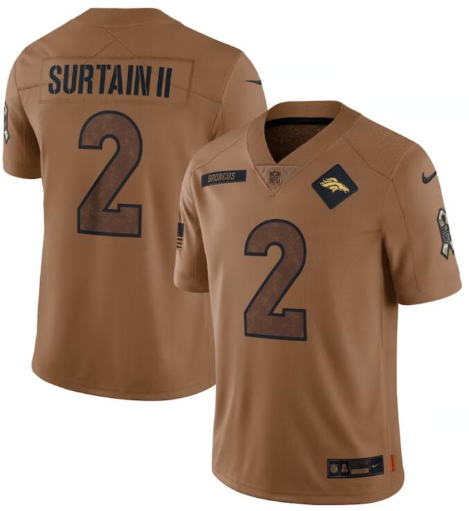 Nike Broncos 2 Patrick Surtain II Brown 2023 Salute To Service Limited Jersey