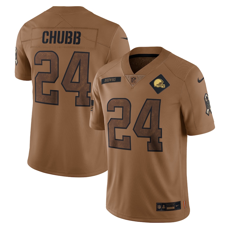 Nike Browns 24 Nick Chubb Brown 2023 Salute To Service Limited Jersey