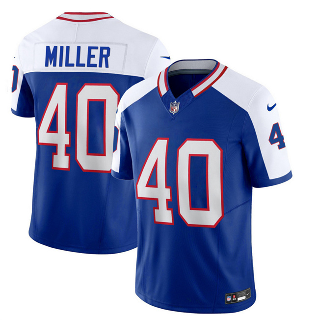 Nike Bills 40 Von Miller Blue White Throwback Vapor F.U.S.E. Limited Jersey