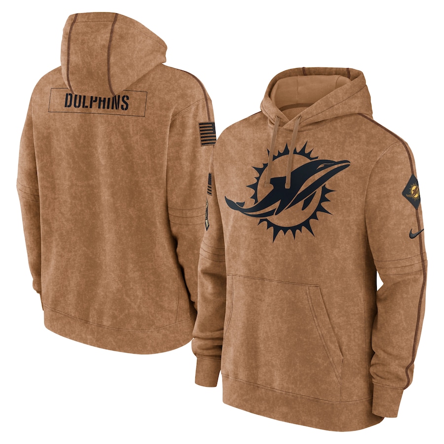 Men's Miami Dolphins Nike Brown 2023 Salute To Service Club Pullover Hoodie