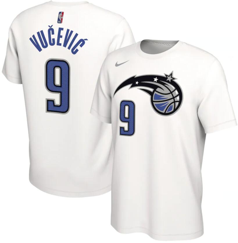 Men's Orlando Magic Nikola Vucevic Nike White 2020-21 Earned Edition Name & Number T-Shirt