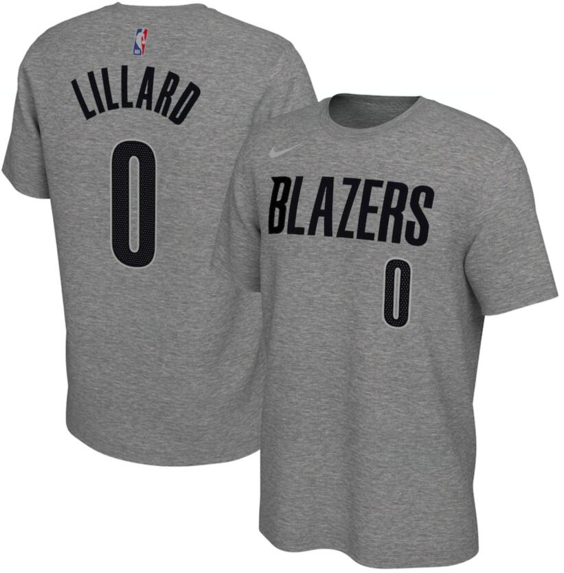Men's Portland Trail Blazers Damian Lillard Nike Gray 2020-21 Earned Edition Name & Number T-Shirt
