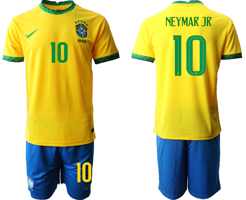 2020-21 Brazil 10 NEYMAR JR Home Soccer Jersey