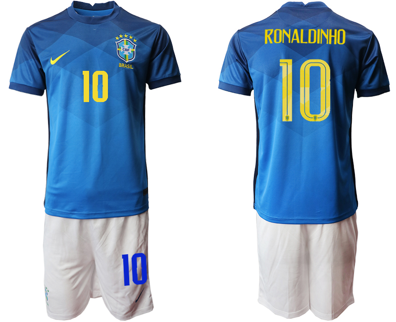 2020-21 Brazil 10 RONALDINHO Away Soccer Jersey