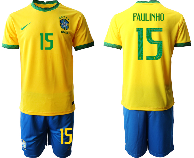 2020-21 Brazil 15 PAULINHO Home Soccer Jersey