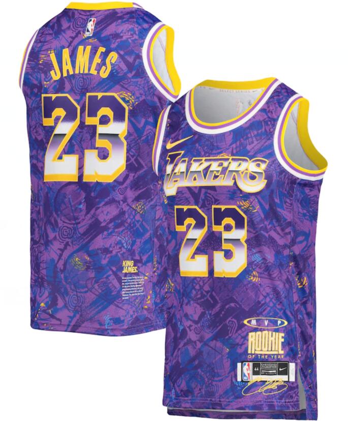 Lakers 23 LeBron James Purple Nike Select Series MVP Swingman Jersey