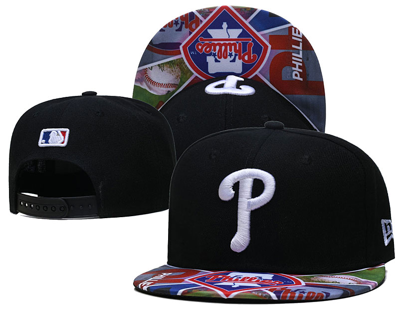 Phillies Team Logos Black Adjustable Hat LH