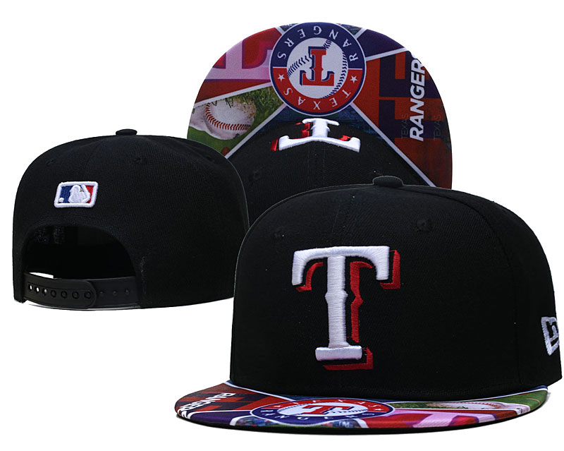Rangers Team Logos Black Adjustable Hat LH