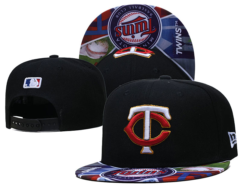 Twins Team Logos Black Adjustable Hat LH