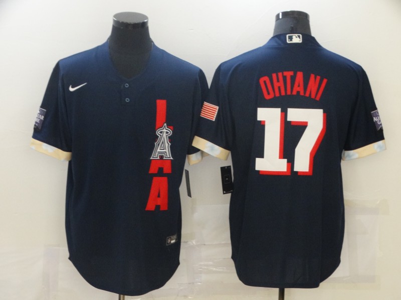 Angels 17 Shohei Ohtani Navy Nike 2021 MLB All-Star Cool Base Jersey
