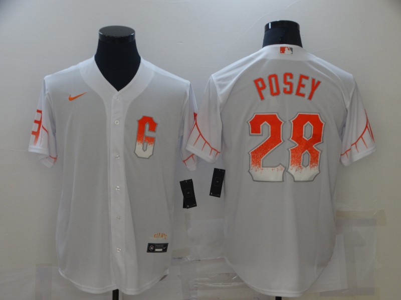 Giants 28 Buster Posey White Nike 2021 City Connect Cool Base Jersey