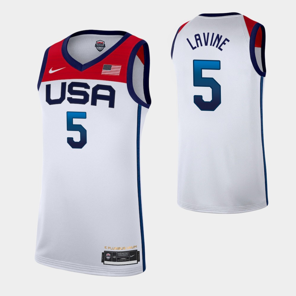 Team USA 5 Lavine White 2021 Olympics Basketball Swingman Jersey