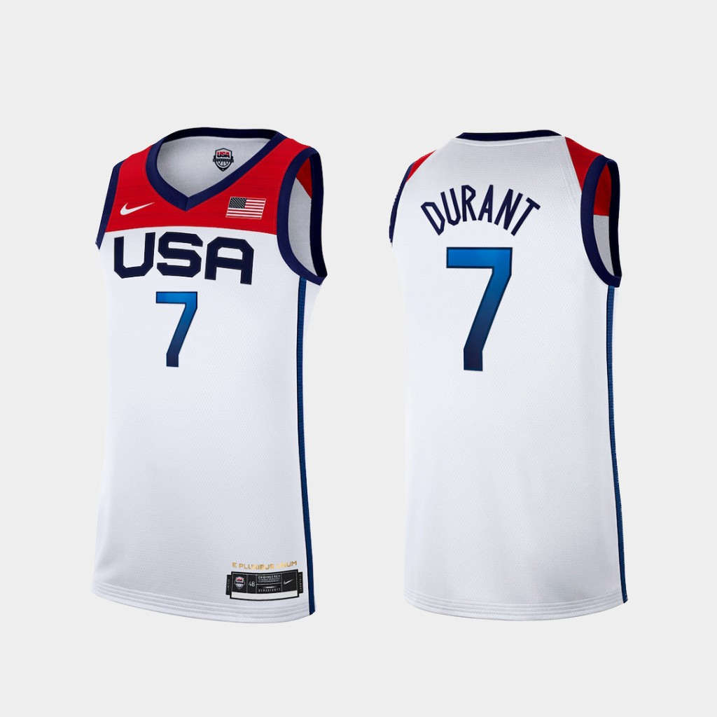 Team USA 7 Durant White 2021 Olympics Basketball Swingman Jersey