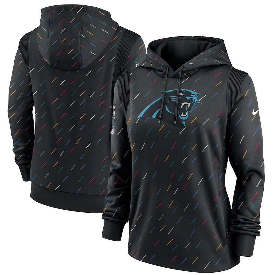 Women's Carolina Panthers Nike Anthracite 2021 NFL Crucial Catch Therma Pullover Hoodie