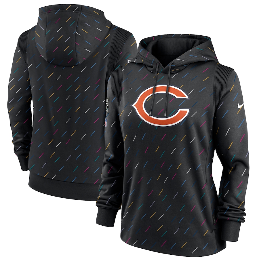 Women's Chicago Bears Nike Anthracite 2021 NFL Crucial Catch Therma Pullover Hoodie
