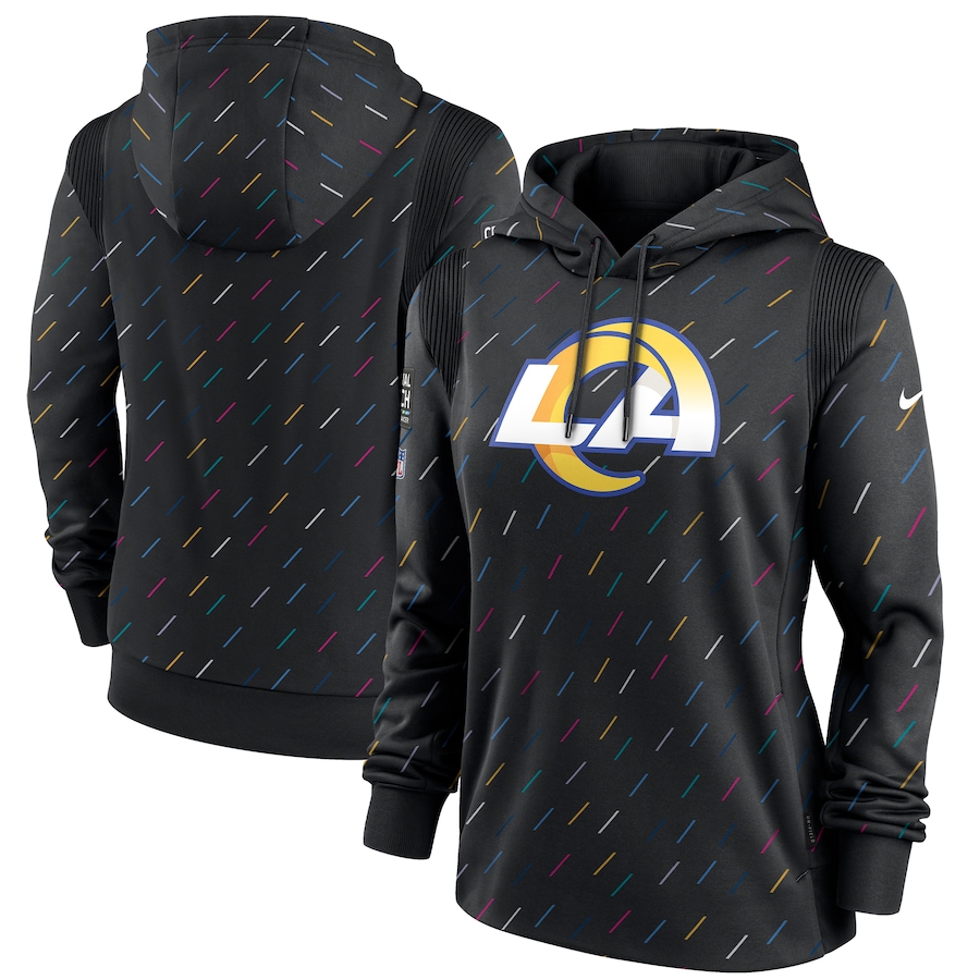 Women's Los Angeles Rams Nike Anthracite 2021 NFL Crucial Catch Therma Pullover Hoodie