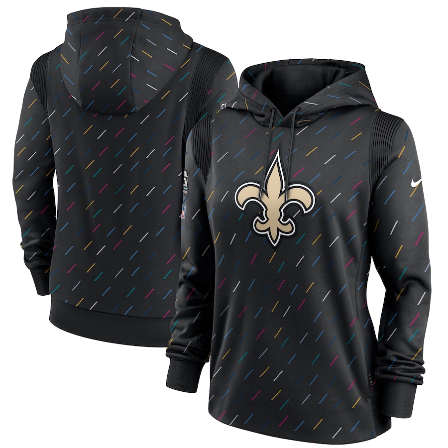 Women's New Orleans Saints Nike Anthracite 2021 NFL Crucial Catch Therma Pullover Hoodie