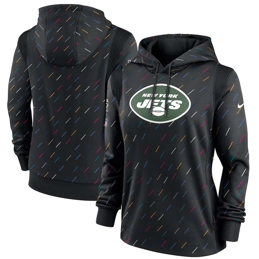 Women's New York Jets Nike Anthracite 2021 NFL Crucial Catch Therma Pullover Hoodie