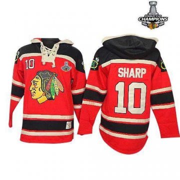 Blackhawks 10 Patrick Sharp Red Sawyer Hooded Sweatshirt 2013 Stanley Cup Champions Jerseys