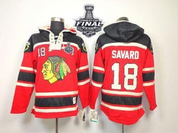 Blackhawks 18 Denis Savard Red Sawyer Hooded Sweatshirt With 2013 Stanley Cup Finals Jerseys