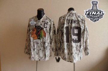 Blackhawks 19 Jonathan Toews Camouflage With 2013 Stanley Cup Finals Jerseys