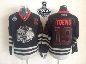 Blackhawks 19 Toews Black Ice 2013 Stanley Cup Finals Skull Logo Fashion Jerseys