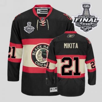 Blackhawks 21 Stan Mikita Black New Third With 2013 Stanley Cup Finals Jerseys